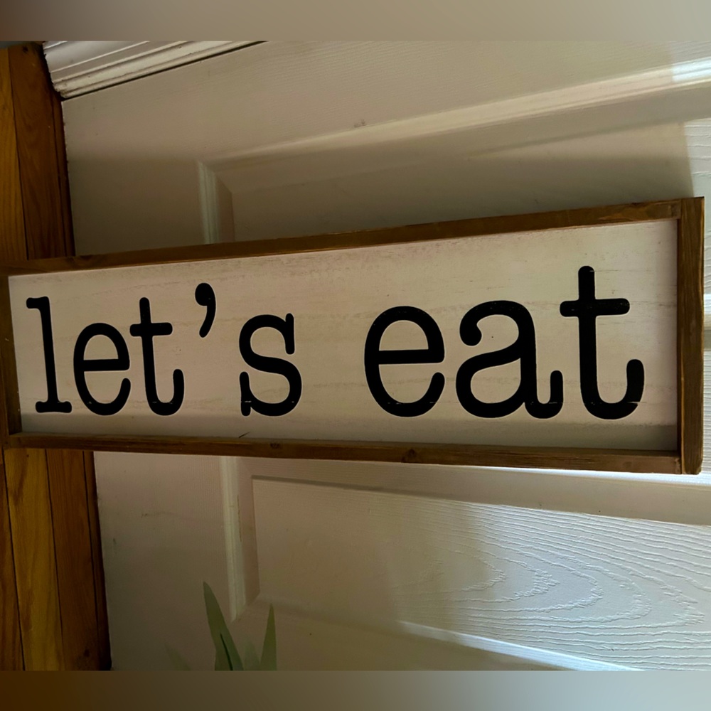 Let’s eat wood wall art. Farmhouse kitchen. Hobby lobby